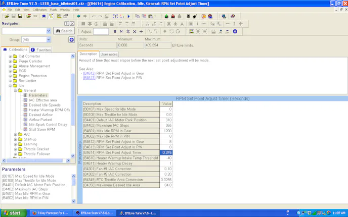 EFILive highlights any parameters that you've changed to help track your work.