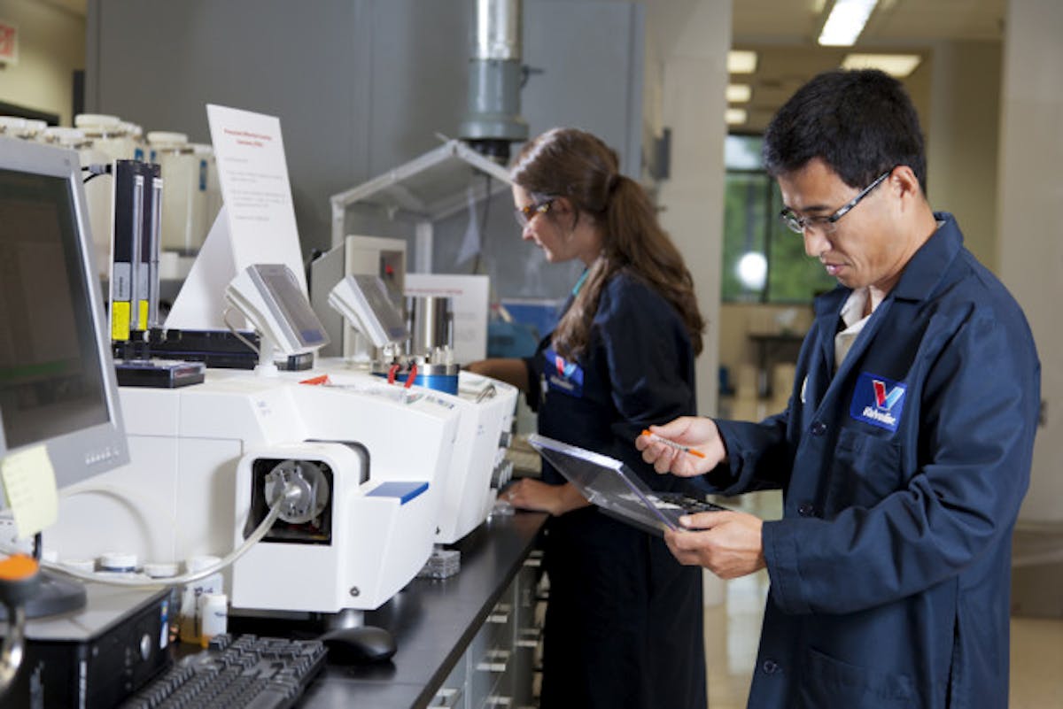 Blending the Pro-V Racing lineup of oils and lubricants for maximum performance takes place in the Valvoline laboratory; the company's chemists are constantly working with the race teams on new technologies.