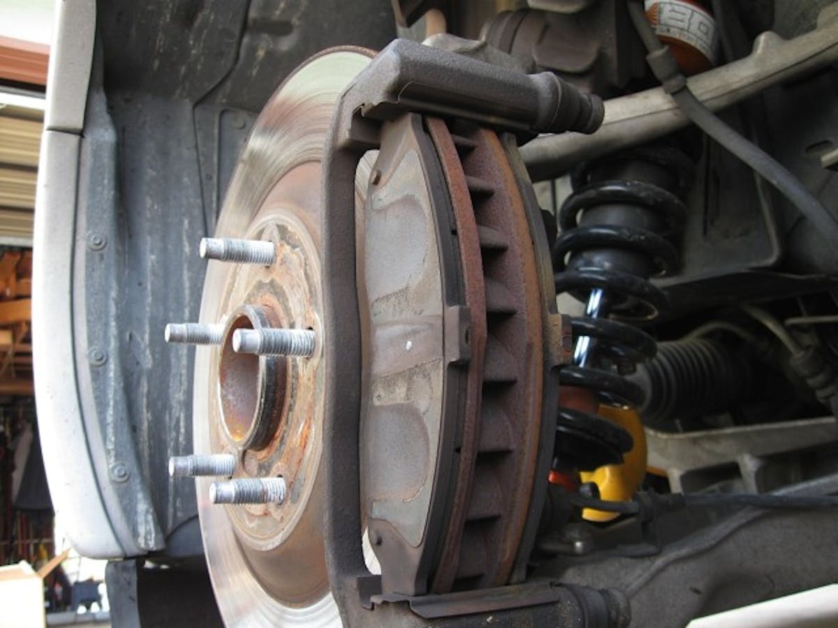 The Corvette's stock brakes, though not as 'racy' as opposed piston caliper aftermarket pieces, still show competition heritage. It's very easy to pull the caliper and swap pads.