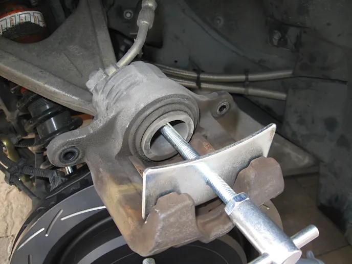 A piston press is an indispensable tool when doing a brake job.