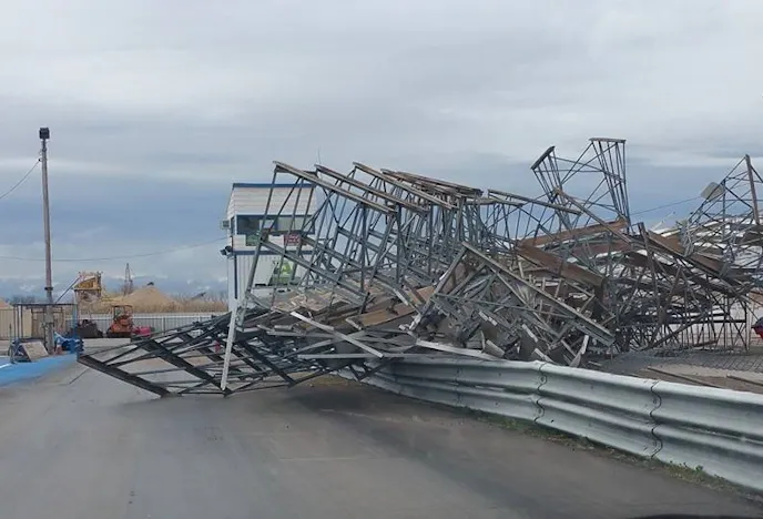 Mangled bleachers