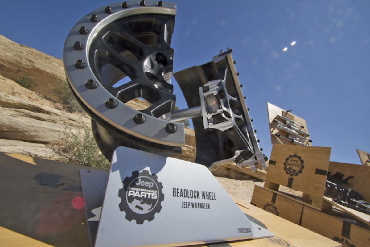 Jeep Performance Parts Beadlock Wheels on display at the 2015 Ea