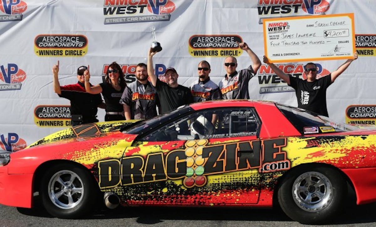 Our own James Lawrence piloted BlownZ, his Street Outlaw Camaro equipped with JRi shocks to victory at the NMCA West Spring Nationals at Fontana.
