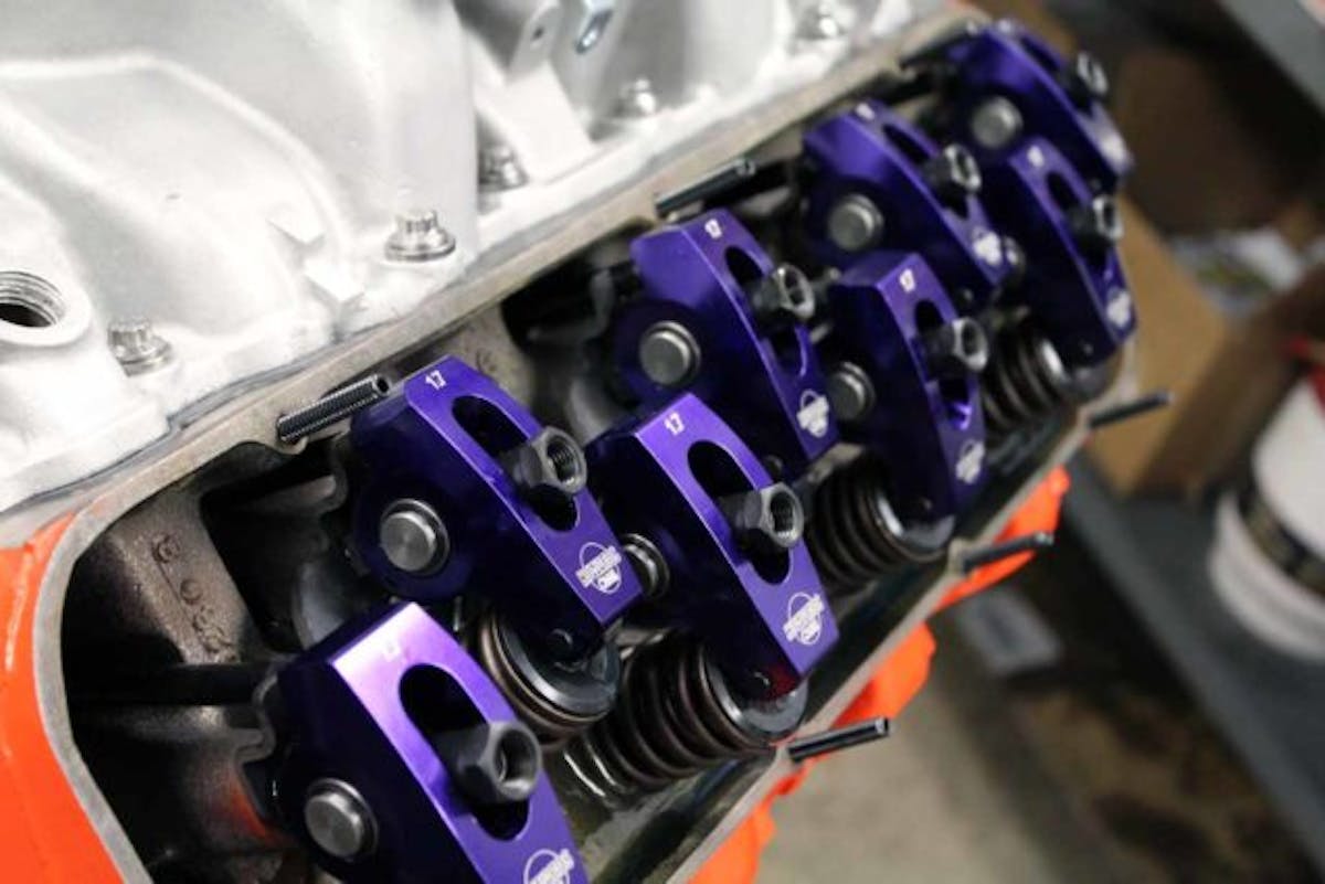 Factory cylinder heads are used and have been treated to some mild portwork. Here you can see the Howards roller-rockers in all their glory. It's a shame these get covered up!