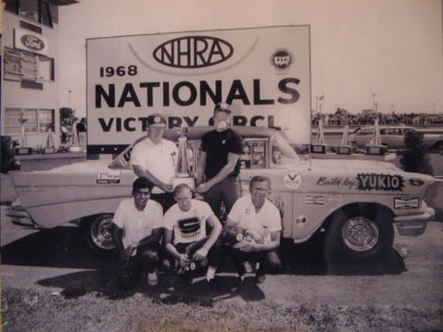 This vintage image shows the IN-BOMBER in the victory circle at the 1968 NHRA US Nationals. Many other vintage images from IN-BOMBER's past will be sold with the car.