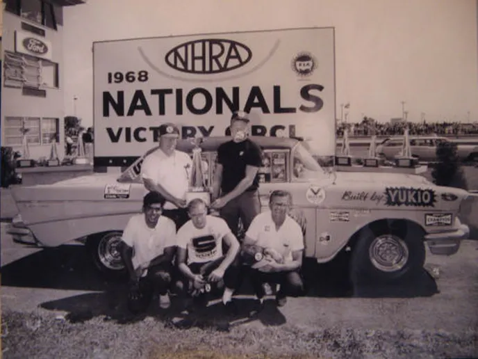 This vintage image shows the IN-BOMBER in the victory circle at the 1968 NHRA US Nationals. Many other vintage images from IN-BOMBER's past will be sold with the car.