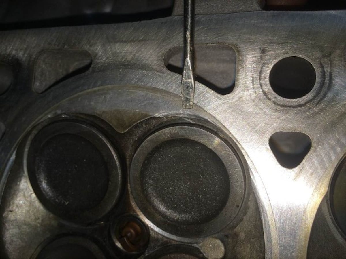 Note the combustion chamber contact in the cylinder with the failed connecting rod.