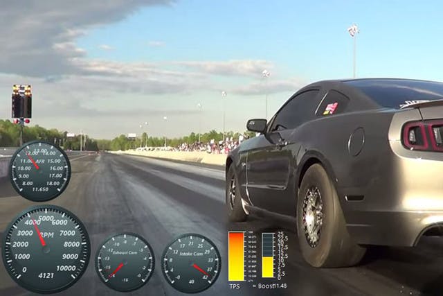 Check out how the AEMdata software is able to map the position of both intake and exhaust camshafts all the way down the track.