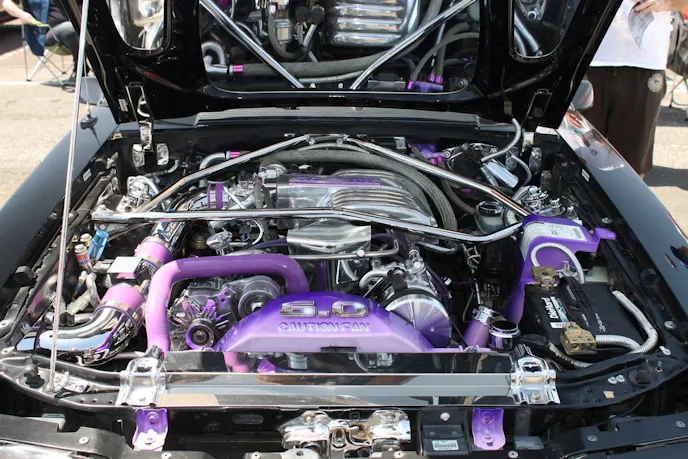 Bruce's friend Marc Irving helped with the performance upgrades and the polishing of many underhood components. His buddy Dean Tsuji has helped with the most recent additions like the cold air intake and the car's Mishimoto radiator.