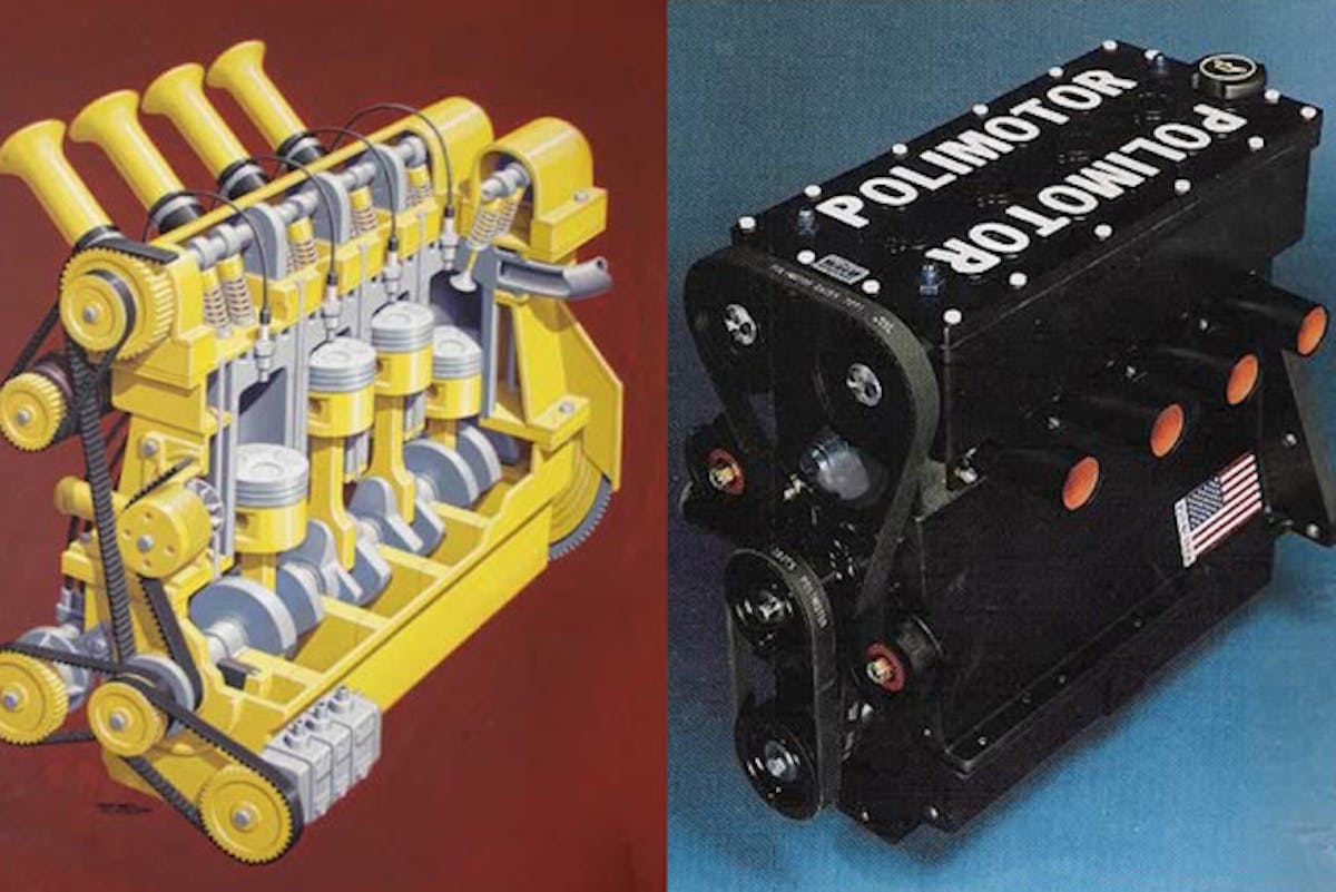 US engineer Matti Holtzberg built a composite block for a 2.3-liter SOHC engine, then refined the design to a DOHC 2.0-liter dubbed as the Polimotor.