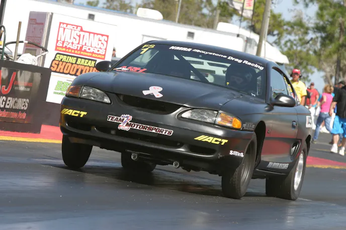 NMRA Factory Stock racer Matt Amrine has a stranglehold on the class with consistent 10-second passes out of a Two-Valve combination, while many hers have switched over to a Coyote combination.