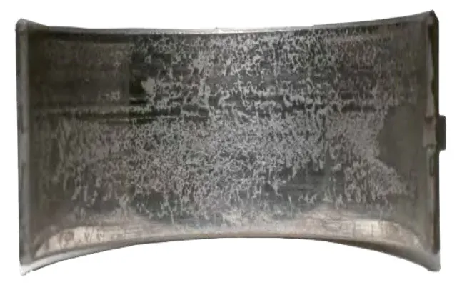 f the surface of your bearings look like this, it is an indication of overloading, which could be caused by either detonation or the use of a standard-service bearing in a high performance application.