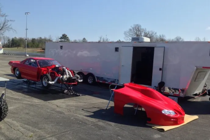 In Pro 315 or Radial Vs the World, Harrison knows it's going to take 3.90s to win, and that's what he is shooting for with the Camaro.