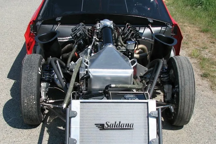 While most Pro Mods have made the switch to big block Chevy and Hemi powerplants, Meroniuk's Mustang stays true to the breed with a 415-inch small block Ford engine with a pair of turbocharges providing the boost.