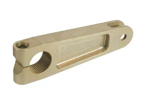 Tim McAmis Race Cars and Mark Williams Enterprises both utilize billet 7075 aluminum arms that are splined to connect to the anti-roll bar main shaft. The arms feature a single bolt that creates tension to hold the arm tight to the splines of the shaft.