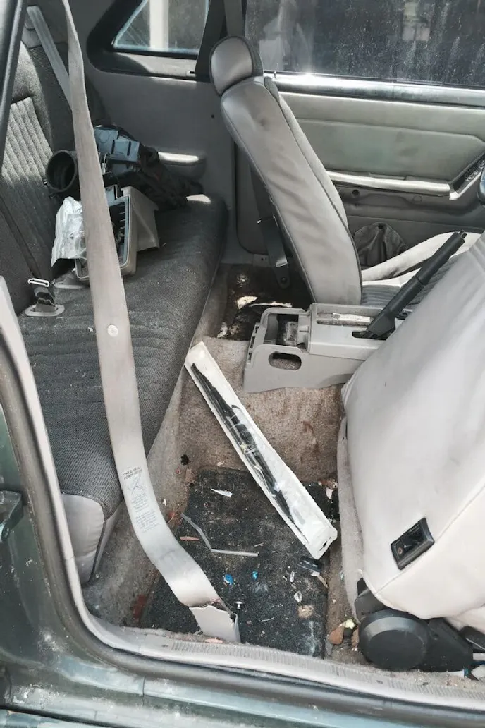 Quite possibly the dirtiest Fox interior ever, the car's going to need a lot of help inside.