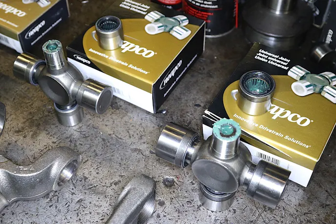 Notice the size difference between the ujoint trunnion diameter on the 1410 on the left and the 1480 on the right. The trunnion is the boss that the bearing cap rides on.