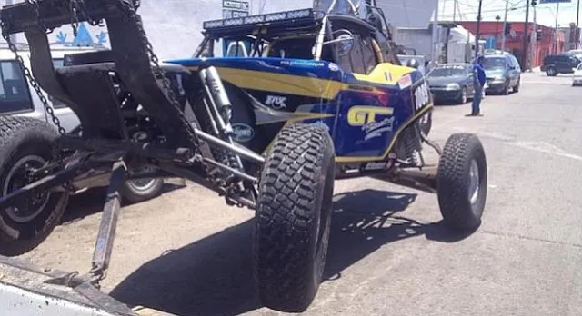 The vehicle involved in the utility pole accident, photographed post-crash.