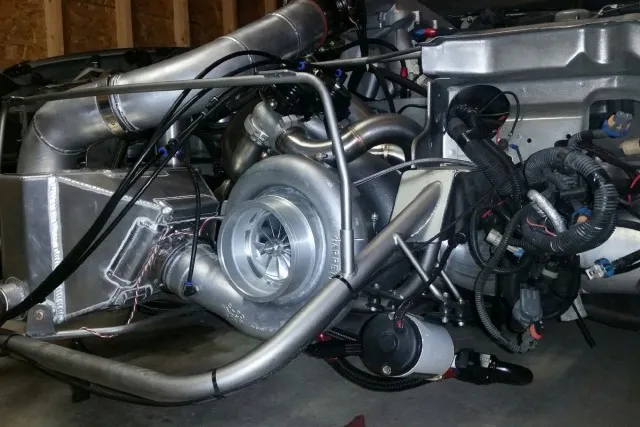 Outlaw Racecraft's Paul McDermott did the fabrication for the new turbo and intercooler set-up. 