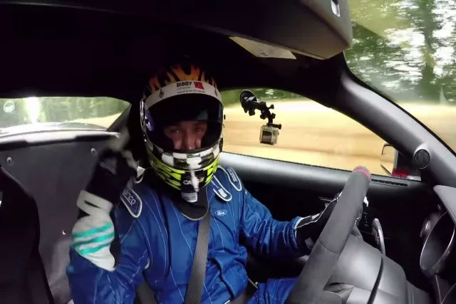 Former stig Ben Collins gave the "That was crazy" sign after completing the time trial. By the looks of the video, that was a crazy run, with lots of sawing on the wheel.