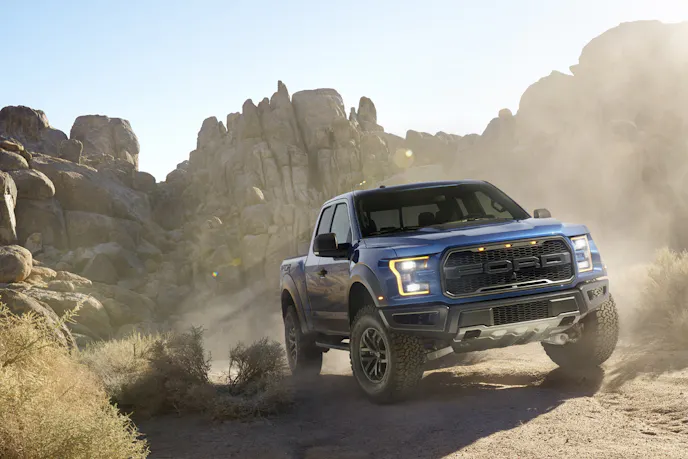 The all-new Raptor can changes the calibration of its powertrain, driveline, traction control, ABS and AdvanceTrac stability control for optimal performance with six preset drive modes: normal, street, weather, mud/sand, Baja for high performance desert racing and rock for low-speed rock crawling.