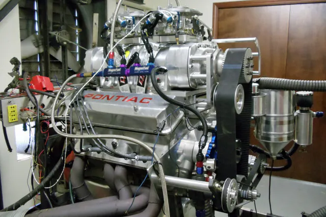 The engine awaiting a thrashing on the dyno.