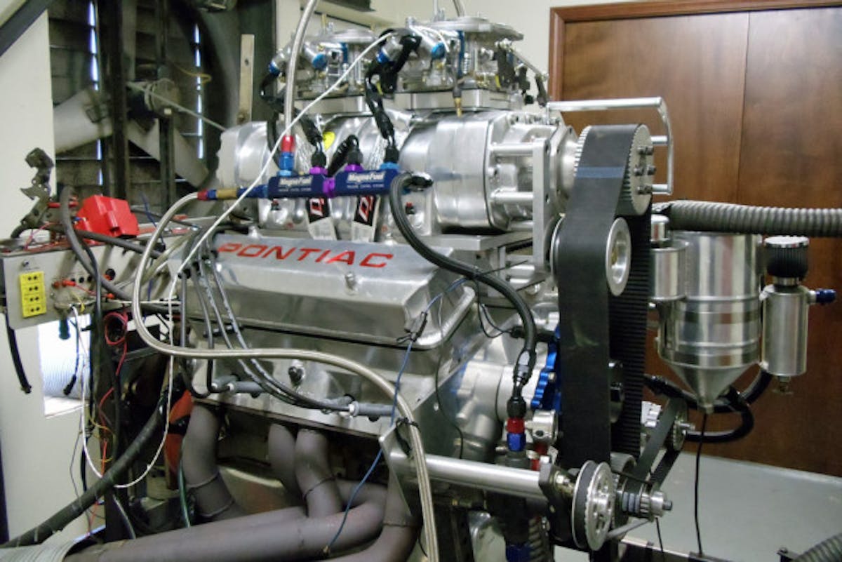 The engine awaiting a thrashing on the dyno.