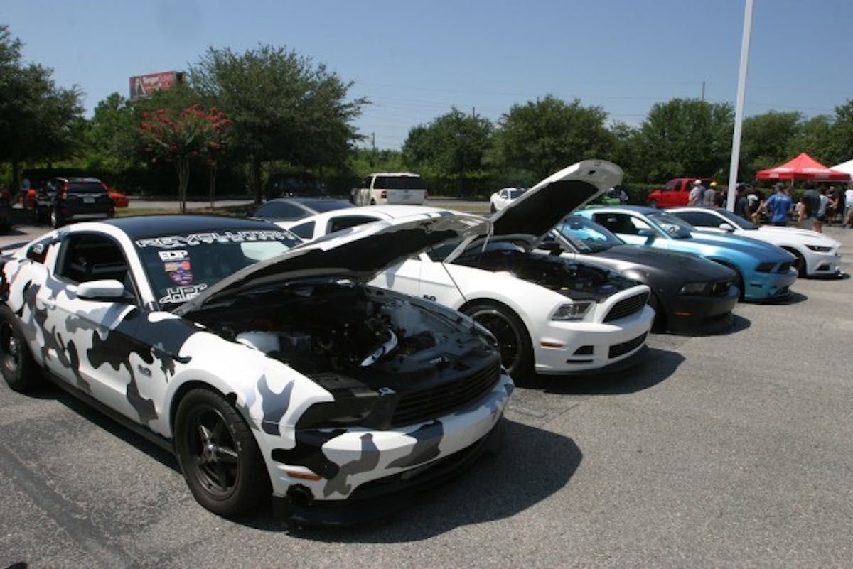 The Anything Coyote Cruise-In started at the mall this morning just before lunch, and featured various shop, and mail-order giant exposure. The cruise was sponsored by UPR Products, and had a large turnout, which was no surprise due the large population of Coyote-powered Mustangs here this week. 