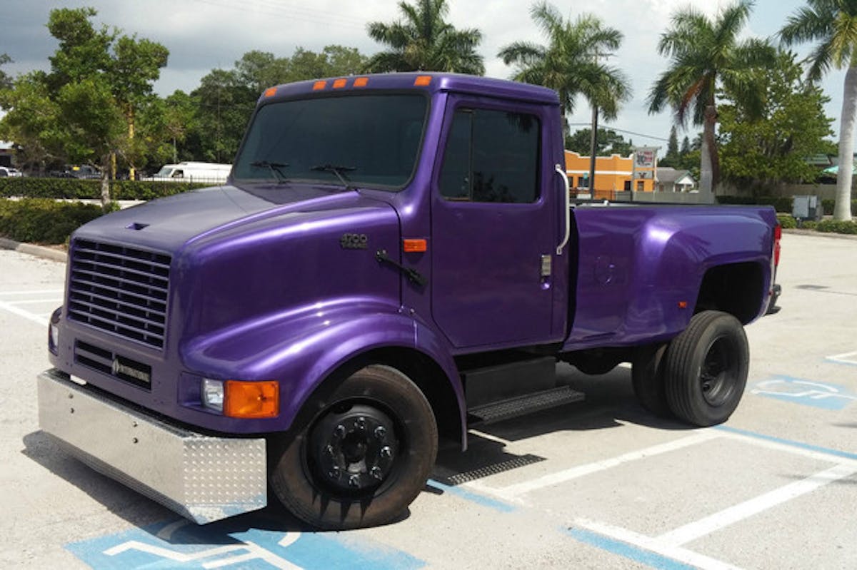 International hood and fender lines flow surprisingly well into chevy bed.