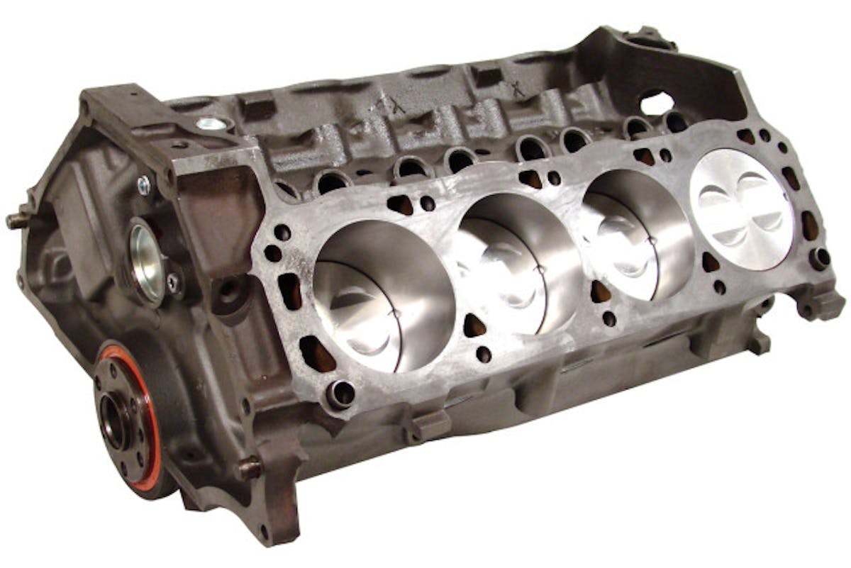 These blocks are limited by the 2-bolt main caps and the thin casting. Stock blocks work great until you reach about 400 horsepower or decided to rev past 6,500 rpm. The weak mains cause cap walk in stock blocks and that leads to cracks in the main web area and the lifter valley.