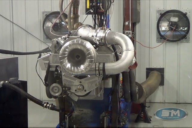 On the dyno, spinning hard.