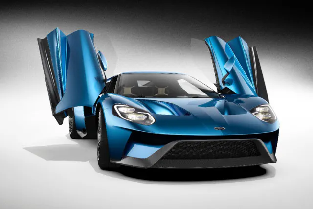A shot of the Ford GT's gullwing doors. 