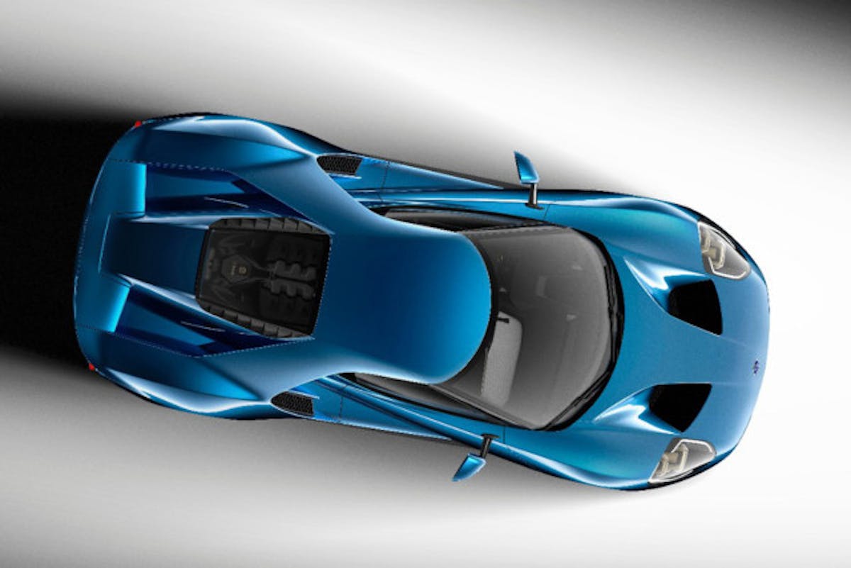 Overhead shot of the all-new Ford GT.