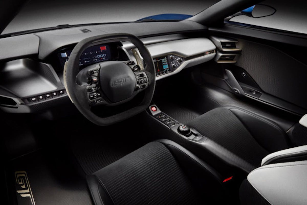 An interior shot of the new Ford GT.