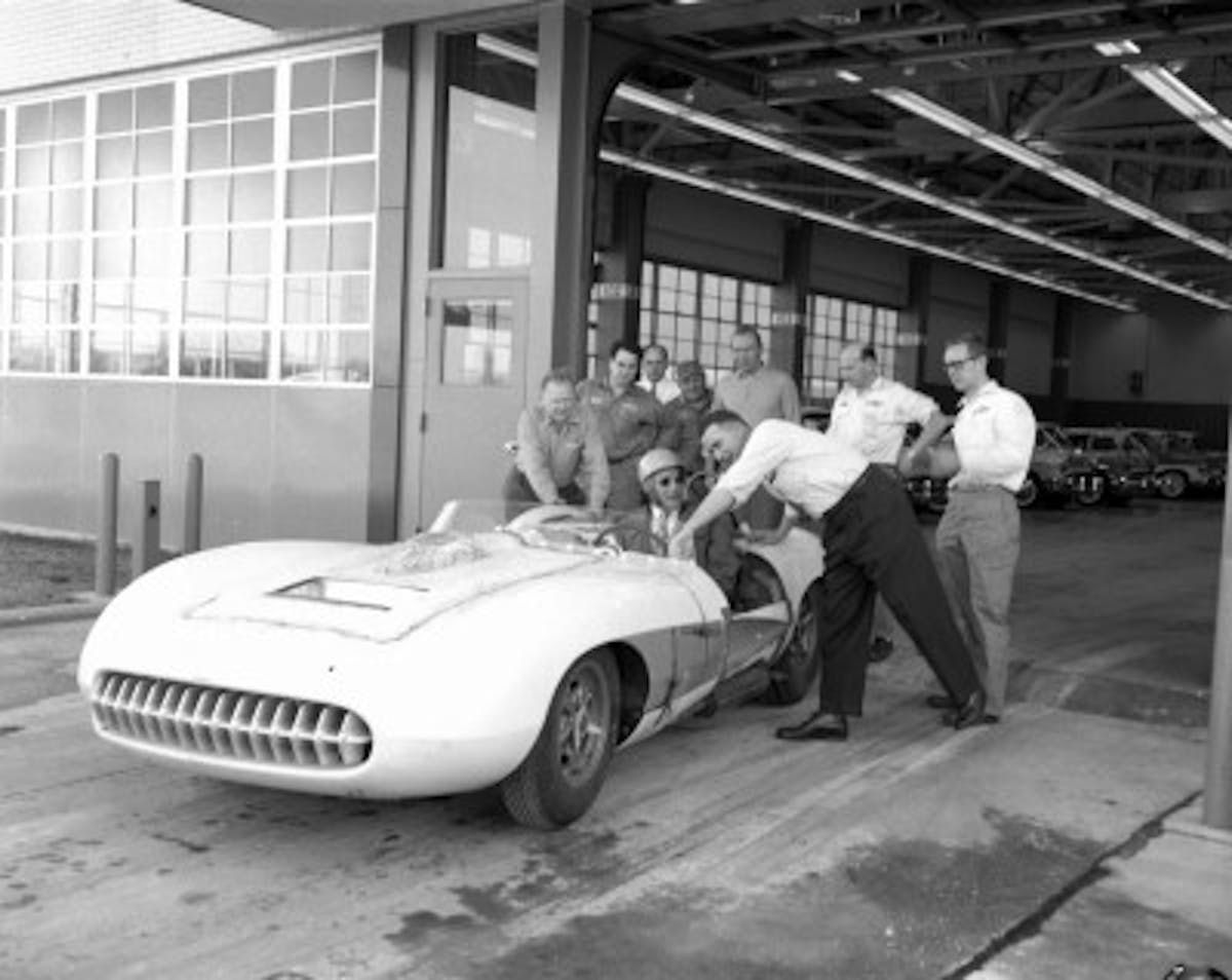 First test-drive of Corvette SS race-car mule with Zora at the wheel.
