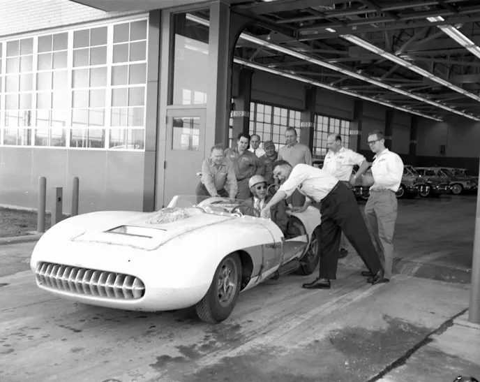 First test-drive of Corvette SS race-car mule with Zora at the wheel.