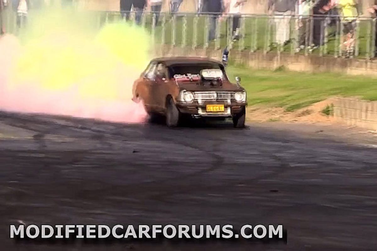 Imagine seeing this little four-banger running a burnout like this.