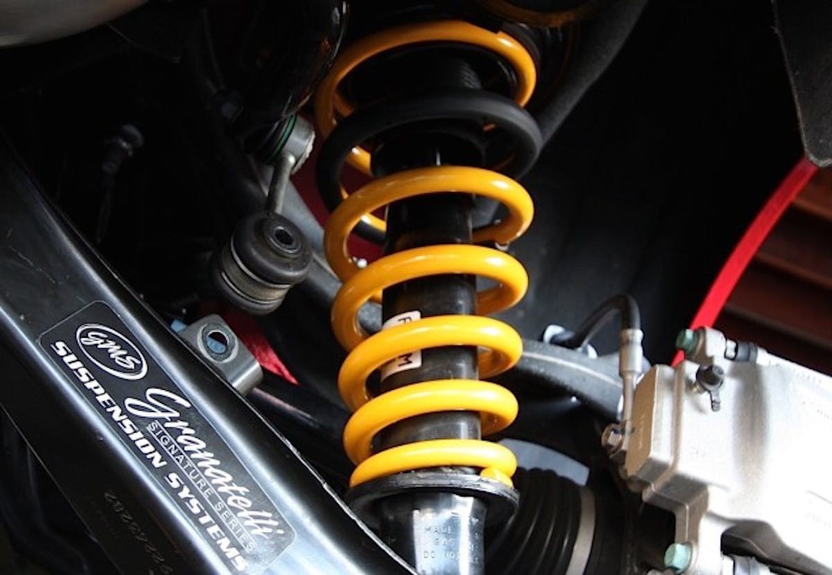 Here's a closeup for your viewing pleasure of GSM's in-house made coilover system, which is currently being used on their SS.