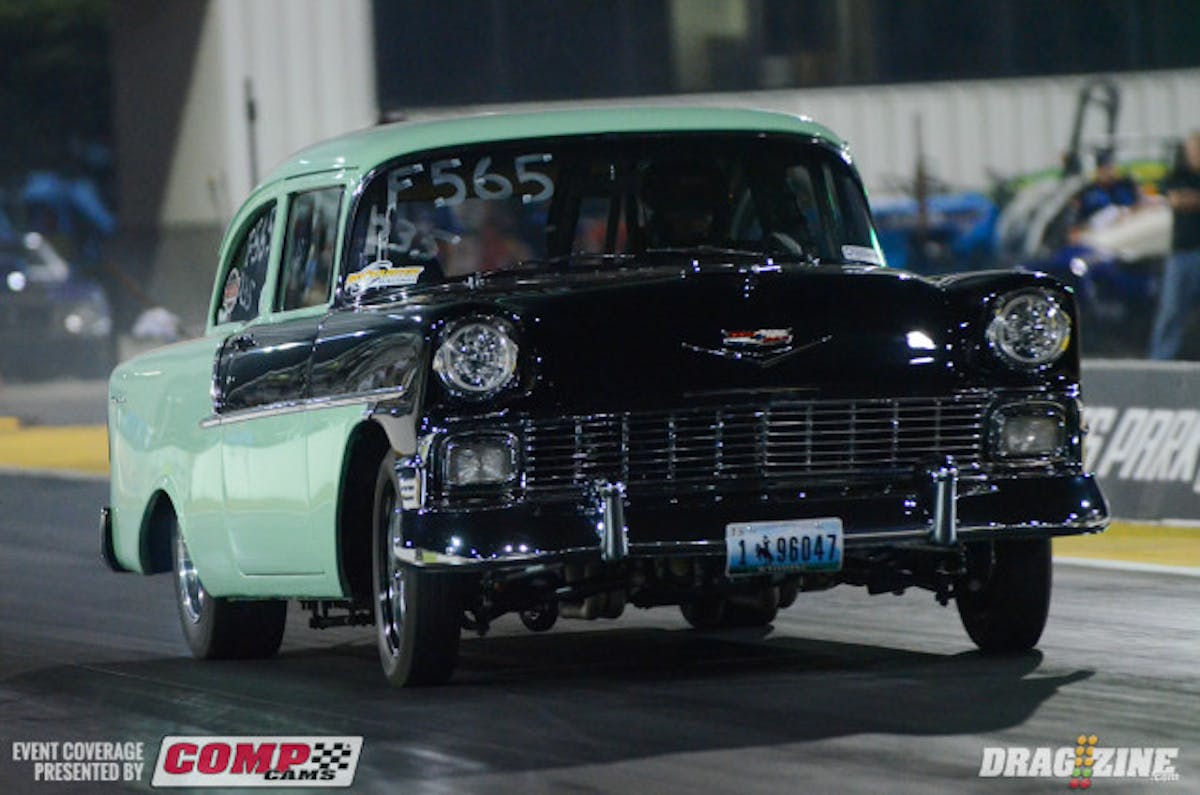 Just two cars are here running in ProCharger 235 Limited, one of whom is Wyoming native Tony Fergeson and his gorgeous 1956 Chevrolet, running a 509-inch big block on a single stage of Induction Solutions nitrous oxide. Fergeson has been a best of 6.58 thus far, trailing class leader Greg Zerban's 6.31.