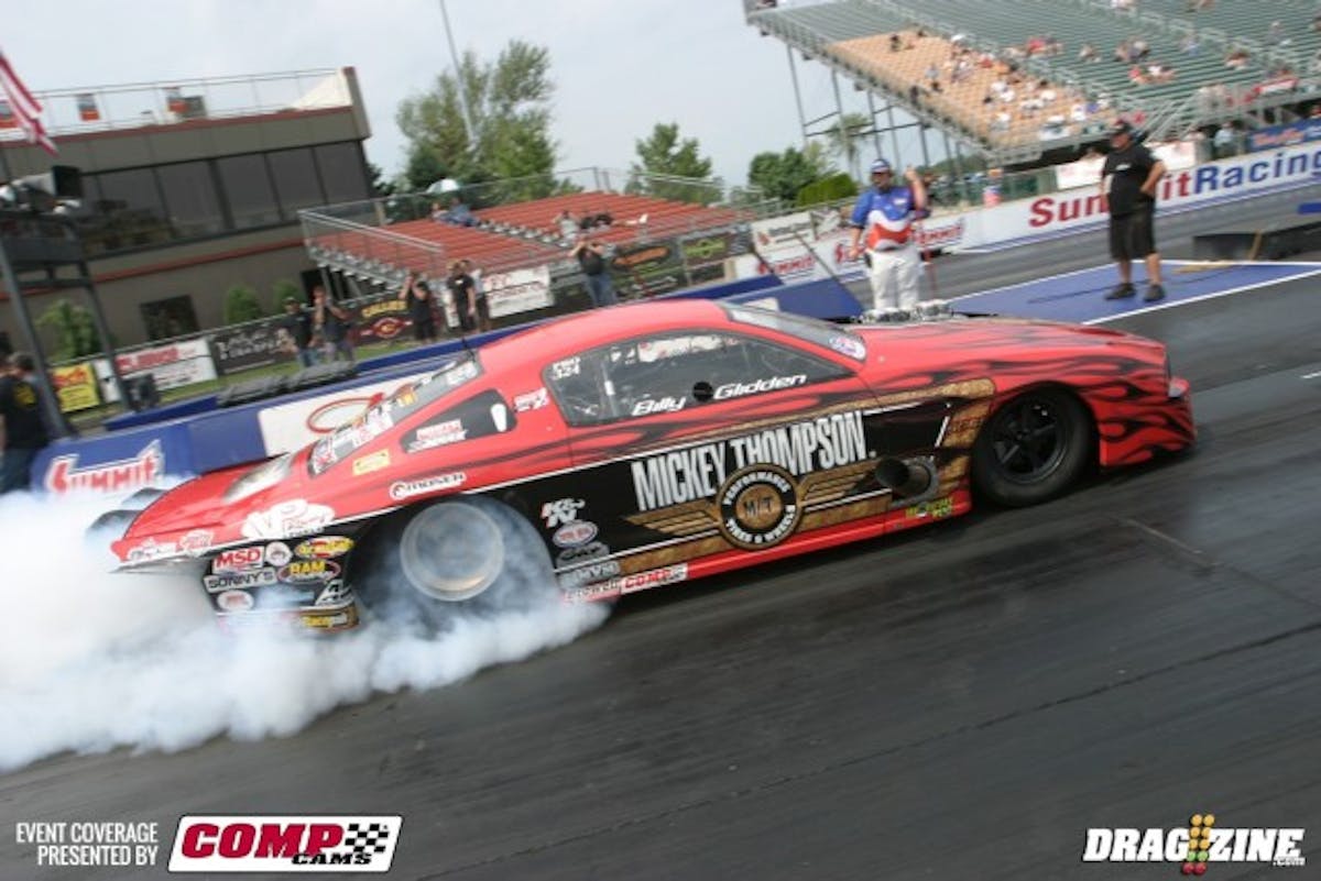 For the NMCA Finals, Billy Glidden has the 872-inch engine in the car, but he's made some recent changes to it. The engine makes really good power early in the run so he's working on the downtrack part of the power curve via the EFI tune.