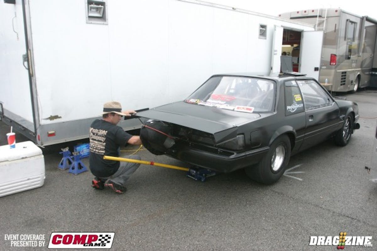 Dwayne Barbaree is in unfamiliar territory toward the bottom of the Street Outlaw qualifying sheet. The guys were up early working on the tune, and warming up the car to get ready for eliminations.