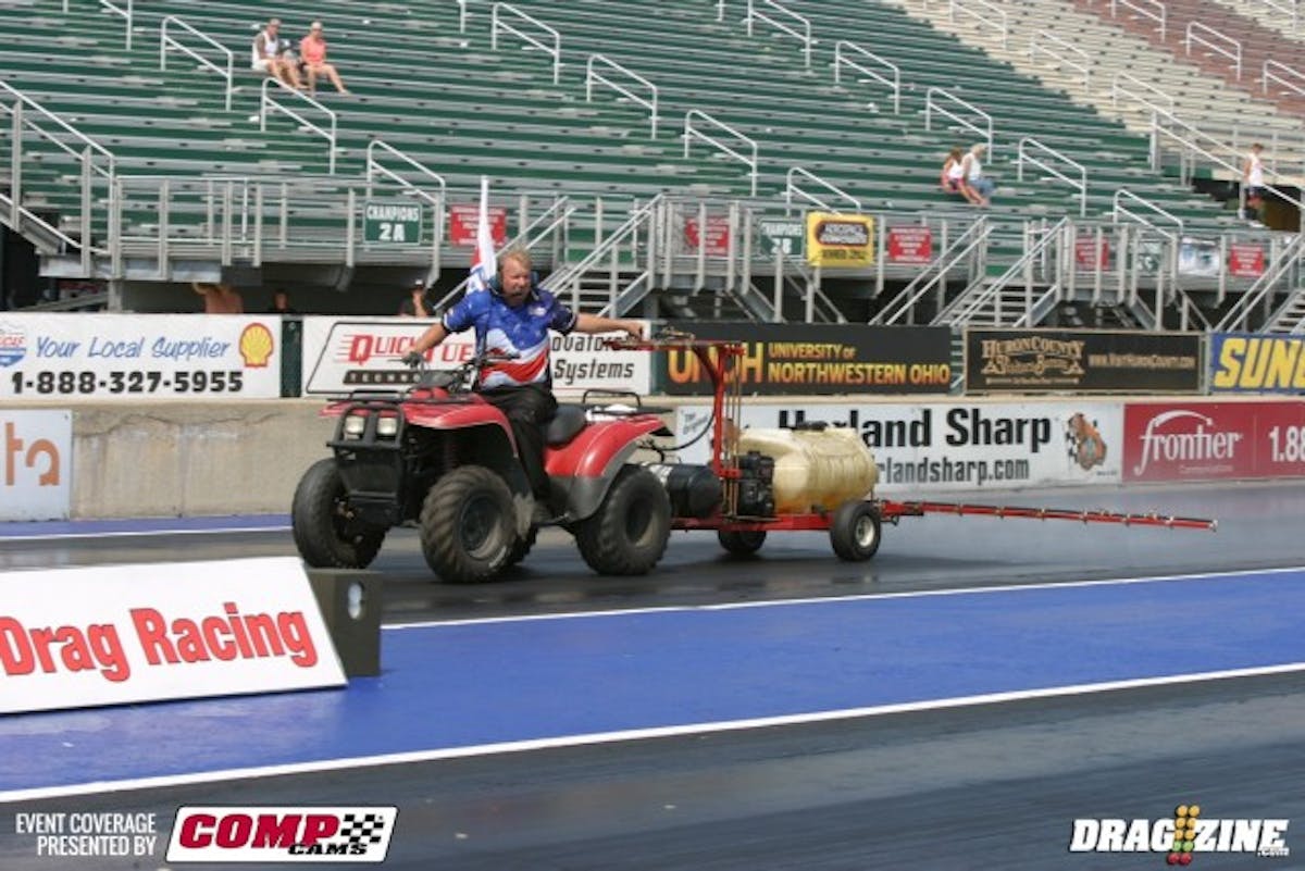 Summit Motorsports Park's Track Manager Kurt Johnson has been working hard all weekend, along with the NMCA's TJ Bailey, to keep the track in tip-top shape. 