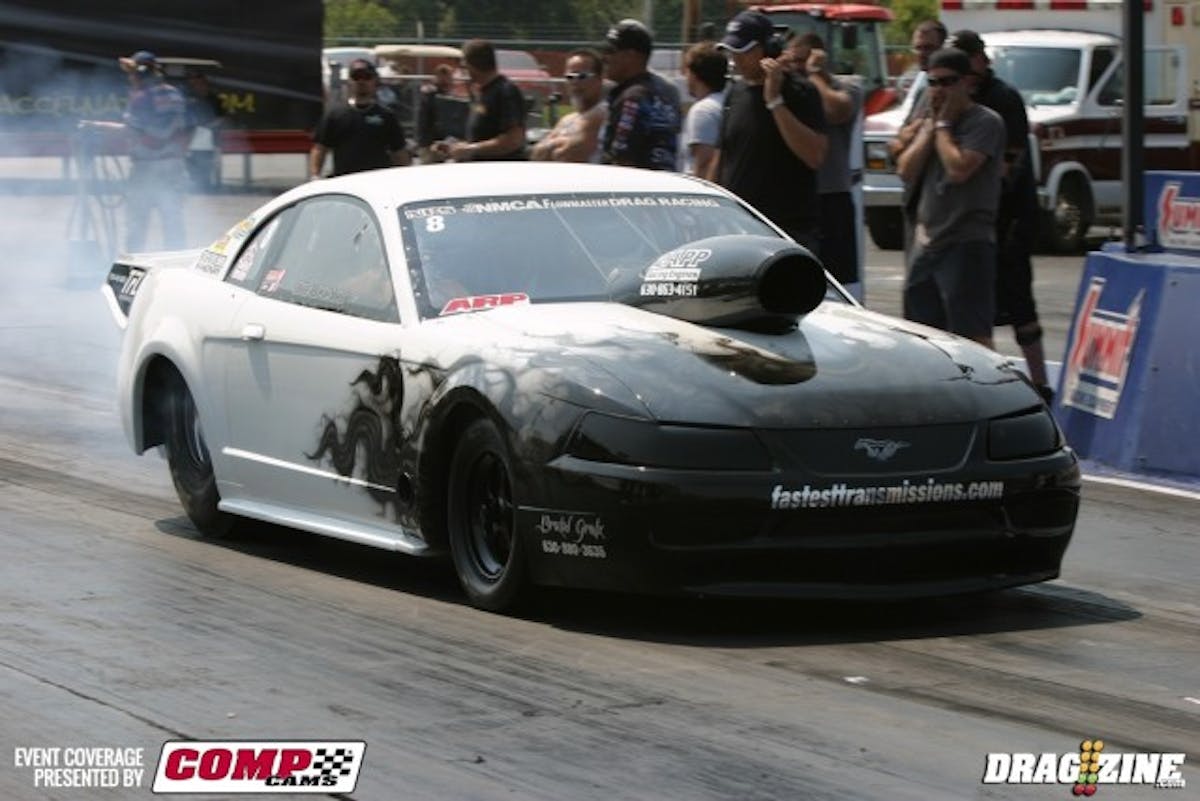 Joe Bucaro had Don Baskin's 632-inch Camaro in the final of Nitrous Pro Street. Bucaro wanted to close out the season on a winning note, and he once again ran in the 7.20s with a 7.29 over Baskin's 7.36. Bucaro clinched the Nitrous Pro Street championship in the process. Way to go, Joe. 