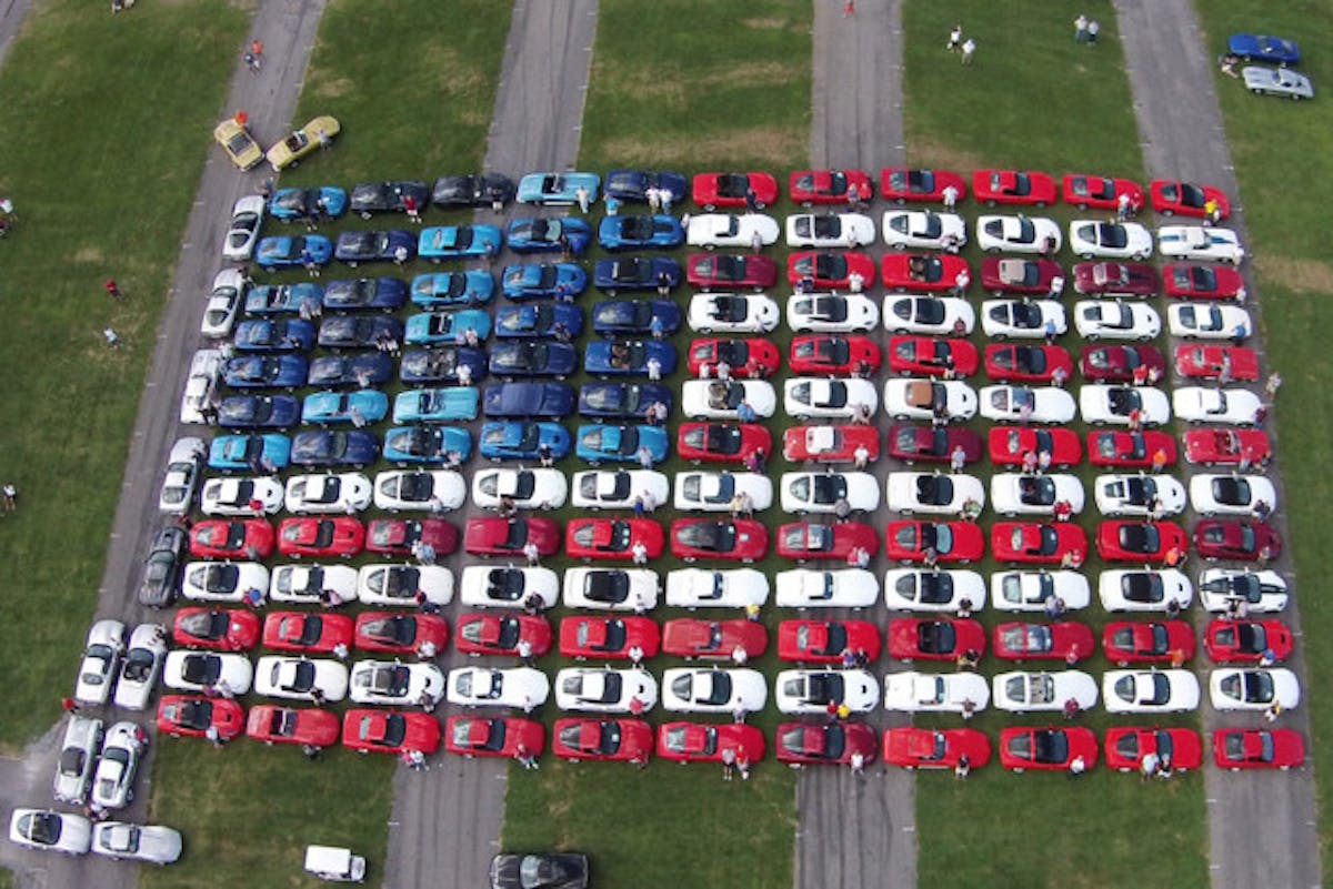 Final group of cars for the flag--and their owners. Photo Courtesy Carlisle Events.