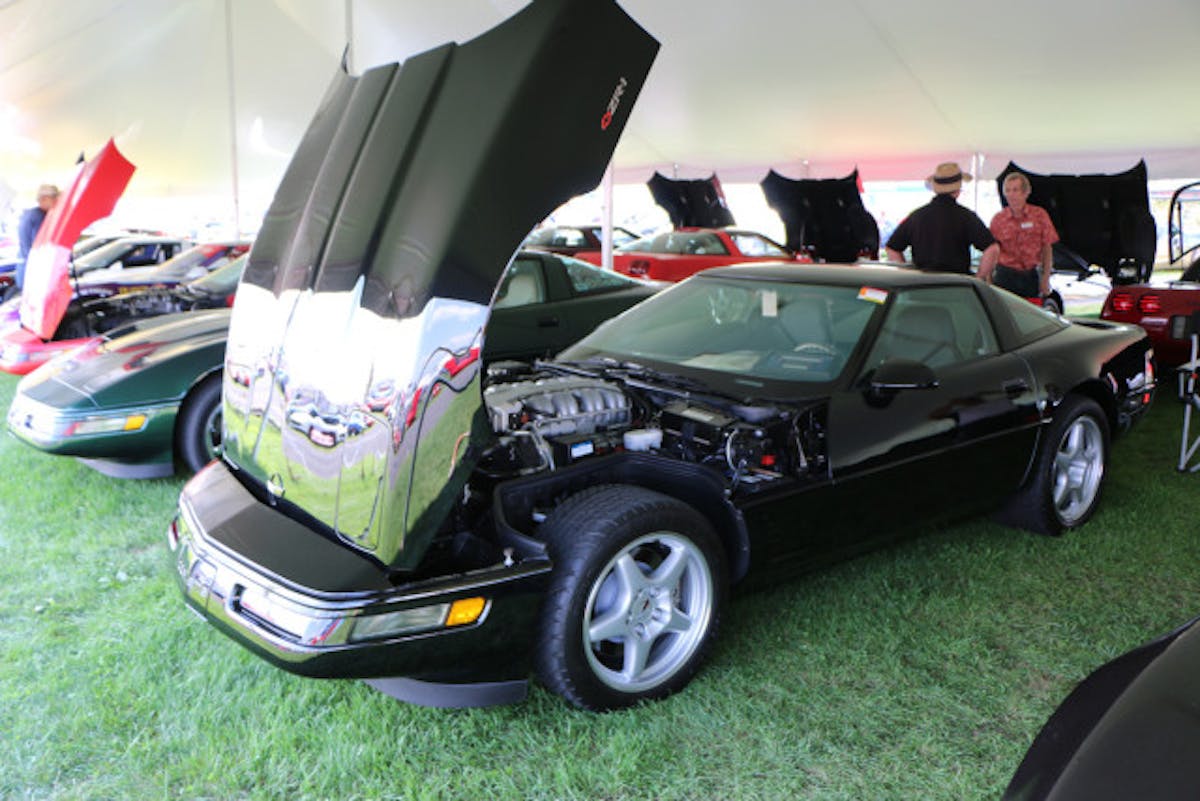 This display commemorated the 25th Anniversary of the LT5-powered ZR-1 Corvette. Carlisle Events Photo.