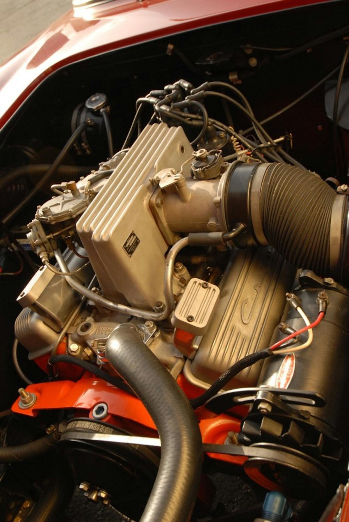 Rather than being fitted with finicky Weber or Dellorto carbs, the 283ci Chevy V-8 was topped by prized (and problematic) Rochester fuel injection system, and pumped out 315 horses.