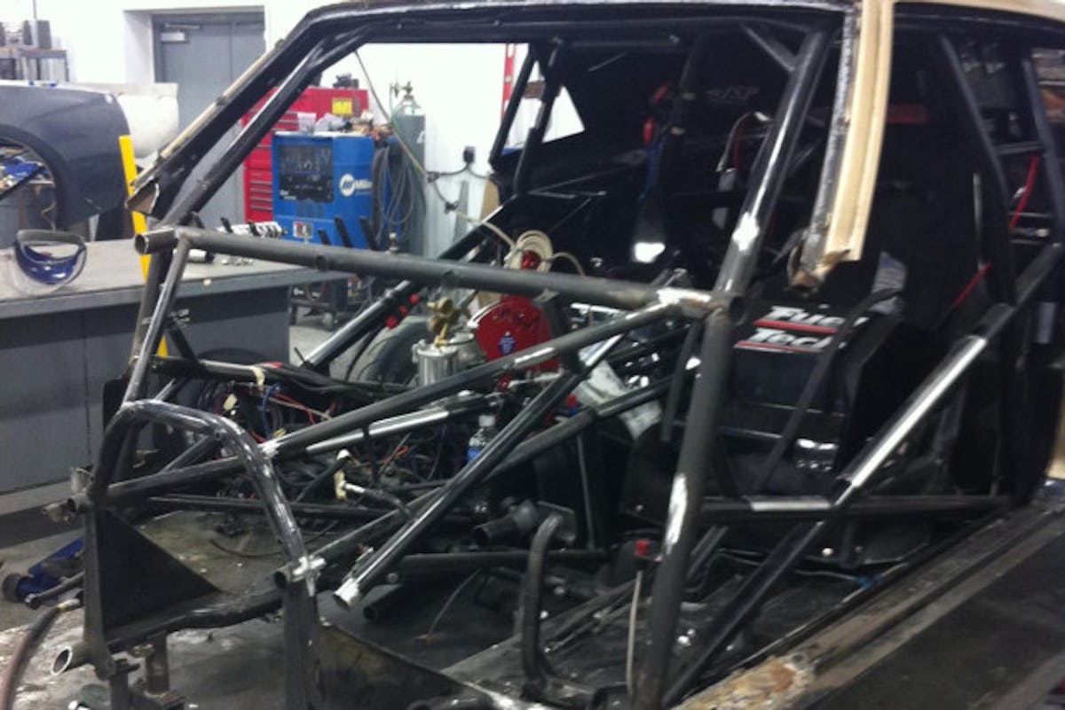 March 1st, DeWayne Mills' Pro Drag Radial machine looked like this after his horrific wreck at Donald Long's spring event.  