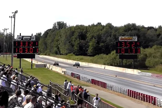 At the traps it's the Vette by a nose.