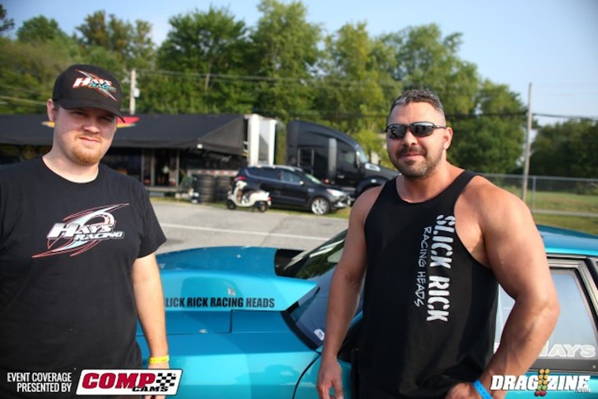 Just moments after this photo was taken, Alex Hays (left) took the set of Slick Rick Racing Heads on his big-block Chevy-powered Mustang to an awesome 4.98 in Ultra Street. Wheels up through three gears to the 330-foot mark. Awesome job for the kid who's making inroads into Ultra this weekend.