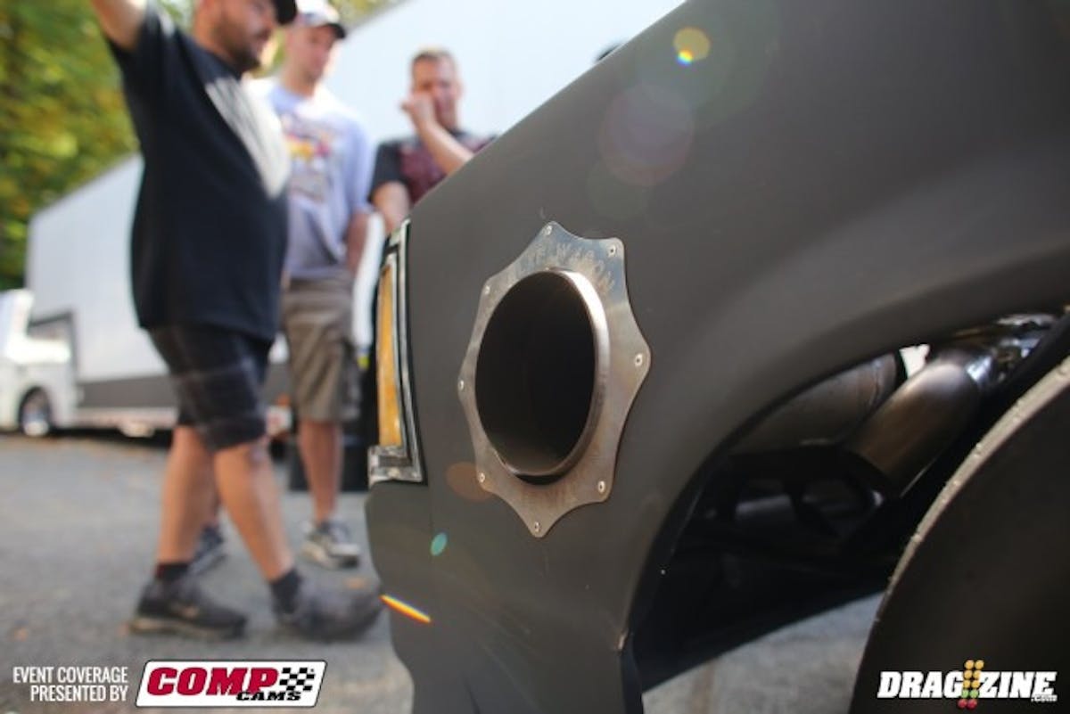 One week ago, Eric Kenward's '79 Malibu 'Wheelie Wagon' was sitting in the bodyshop as a shell. Kenward has been to every Yellow Bullet race, so what do you think happened? He took the car home and thrashed nonstop to get it back together with the turbocharged combination under the hood.  With no testing, the car ran a 5.07 at 142 mph with a turbo that's been changed out for a better unit that makes 3.5 more psi on the two step and 5 psi more four-tenths into the run. Kenward thinks the car will be fast in the first round--we shall see!